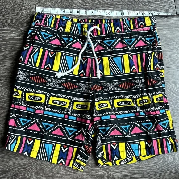 H&M Swim Trunks Bundle of 2 Men's Size Medium 32 Tribal Blue Shorts Pocket 3" 5" - Picture 2 of 8